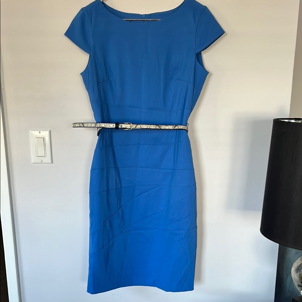 Elegant Blue Cap Sleeve Dress